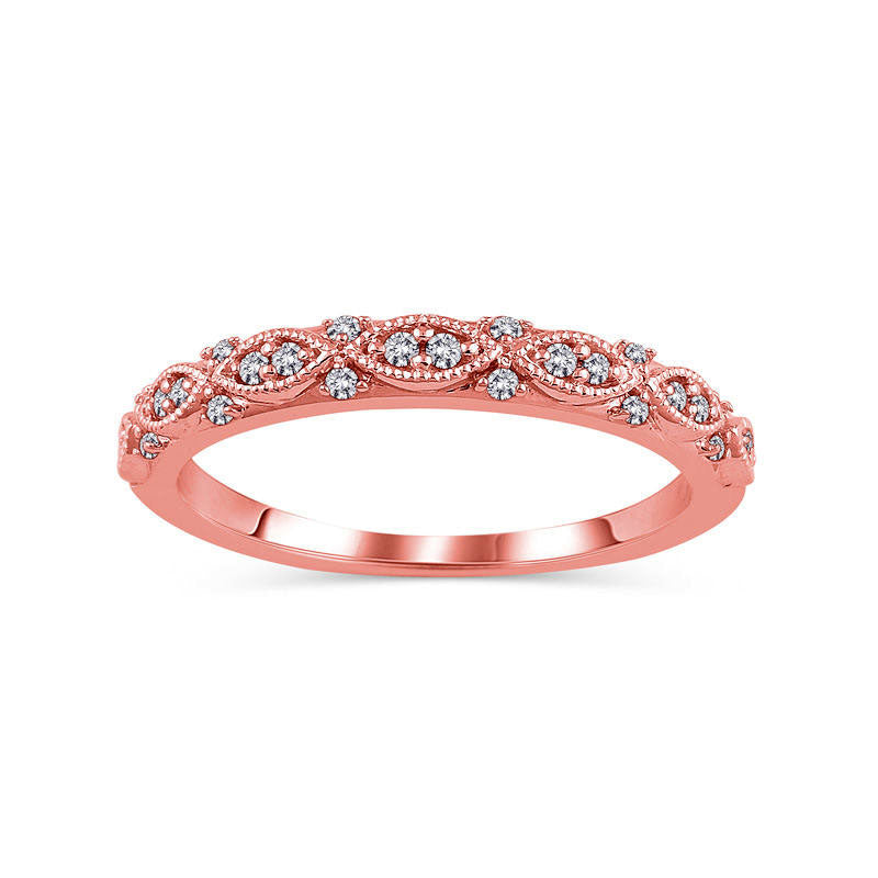 0.13 CT. T.W. Natural Diamond Art Deco Anniversary Band in Solid 14K Rose Gold
