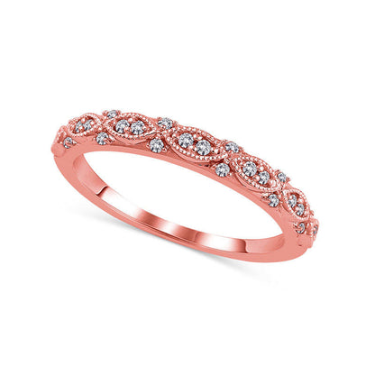 0.13 CT. T.W. Natural Diamond Art Deco Anniversary Band in Solid 14K Rose Gold