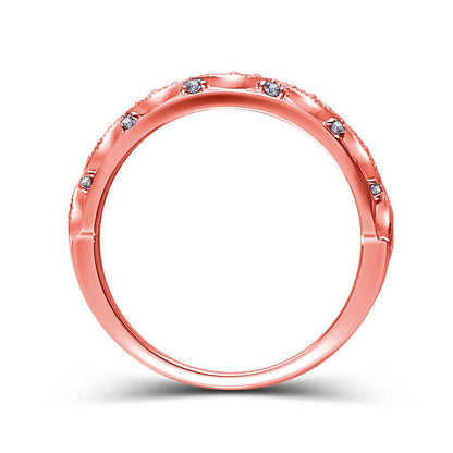 0.13 CT. T.W. Natural Diamond Art Deco Anniversary Band in Solid 14K Rose Gold