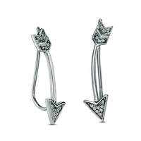 Diamond Accent Arrow Crawler Earrings in Sterling Silver
