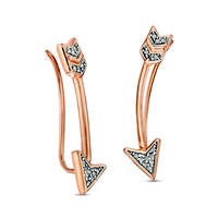 Diamond Accent Arrow Crawler Earrings in Sterling Silver with 14K Rose Gold Plate