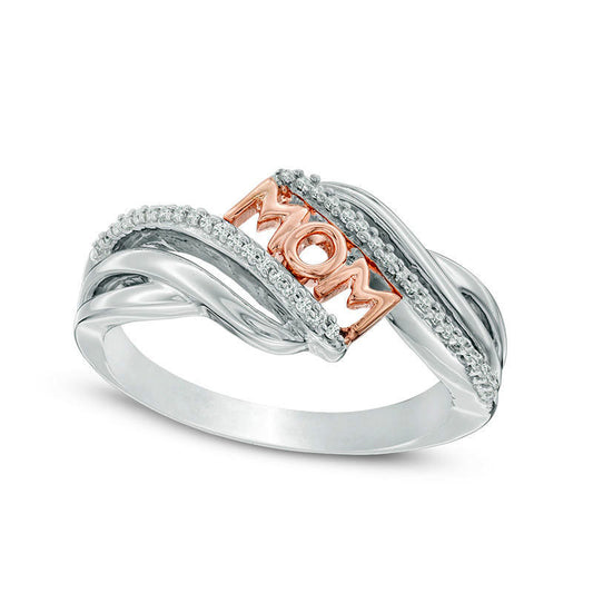 0.10 CT. T.W. Natural Diamond MOM Bypass Ring in Sterling Silver and Solid 10K Rose Gold
