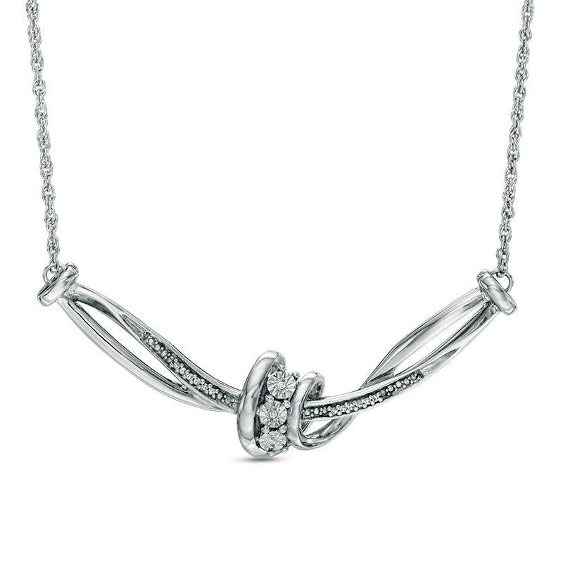 Natural Diamond Accent Twist Knot Necklace in Sterling Silver