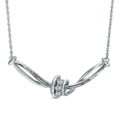 Natural Diamond Accent Twist Knot Necklace in Sterling Silver