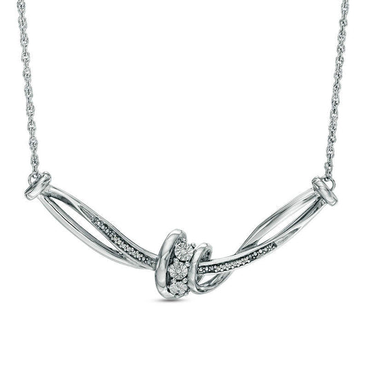 Natural Diamond Accent Twist Knot Necklace in Sterling Silver