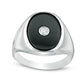 Mens Oval Onyx and 0.10 CT. Natural Diamond Signet Ring in Sterling Silver