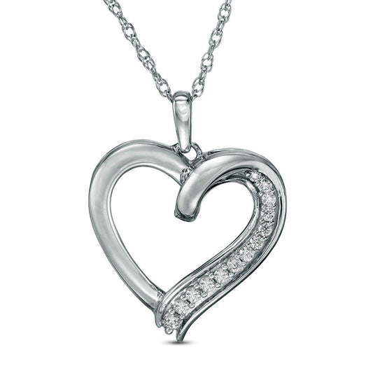 0.13 CT. T.W. Natural Diamond Heart Pendant in Sterling Silver
