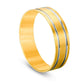 Mens 6.0mm Brushed Double Stripe Comfort Fit Wedding Band in Solid 10K Yellow Gold with White Rhodium
