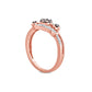 0.25 CT. T.W. Champagne and White Natural Diamond Flower Ring in Solid 10K Rose Gold