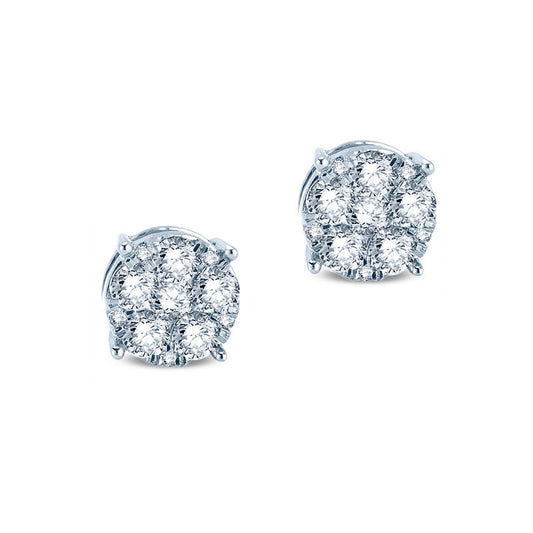 0.5 CT. T.W. Composite Diamond Flower Earrings in 10K White Gold