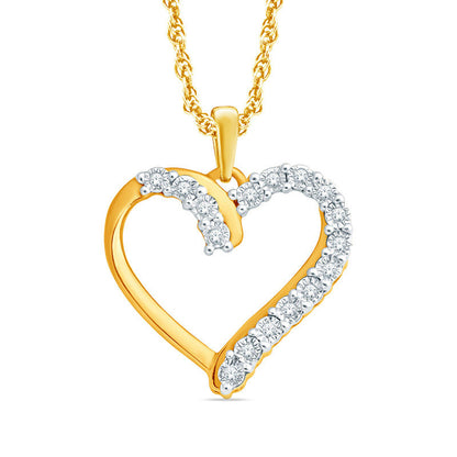 Natural Diamond Accent Heart Pendant in Sterling Silver and 14K Gold Plate