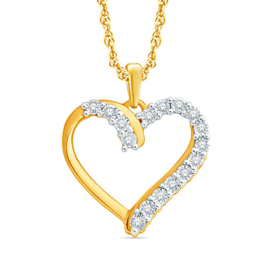 Natural Diamond Accent Heart Pendant in Sterling Silver and 14K Gold Plate
