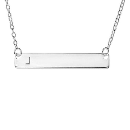 Horizontal Bar Necklace in Sterling Silver (1 Initial) - 16"