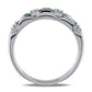Baguette Emerald and Natural Diamond Accent Three Stone Band in Solid 10K White Gold