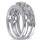 0.10 CT. T.W. Natural Diamond Flower Filigree Three Piece Stackable Band Set in Sterling Silver
