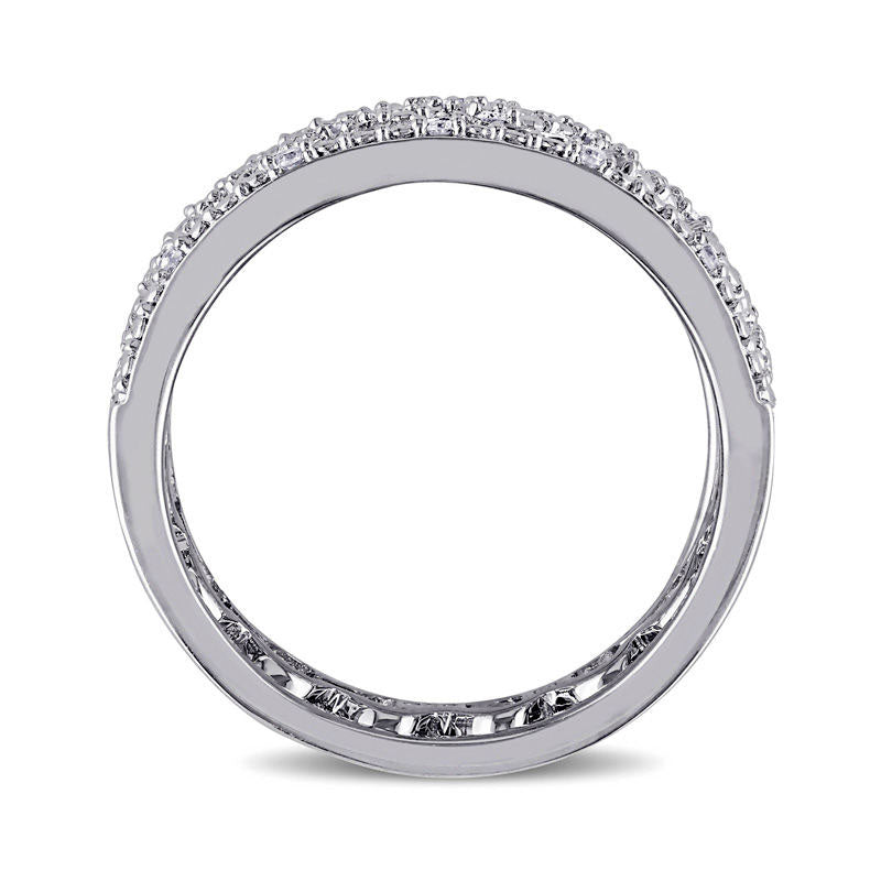 0.13 CT. T.W. Natural Diamond Heart Three Piece Stackable Band Set in Sterling Silver