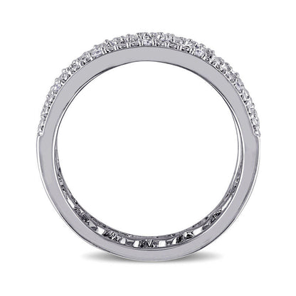 0.13 CT. T.W. Natural Diamond Heart Three Piece Stackable Band Set in Sterling Silver