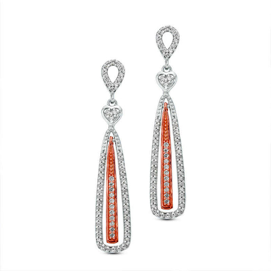 0.38 CT. T.W. Diamond Pendulum Drop Earrings in 10K Two-Tone Gold