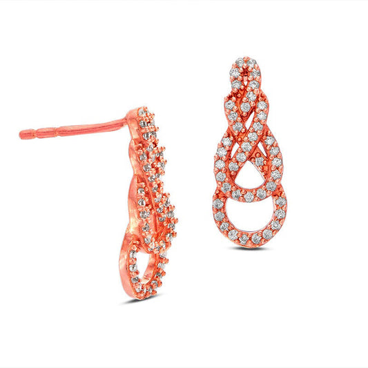 0.2 CT. T.W. Diamond Braided Infinity Drop Earrings in 10K Rose Gold