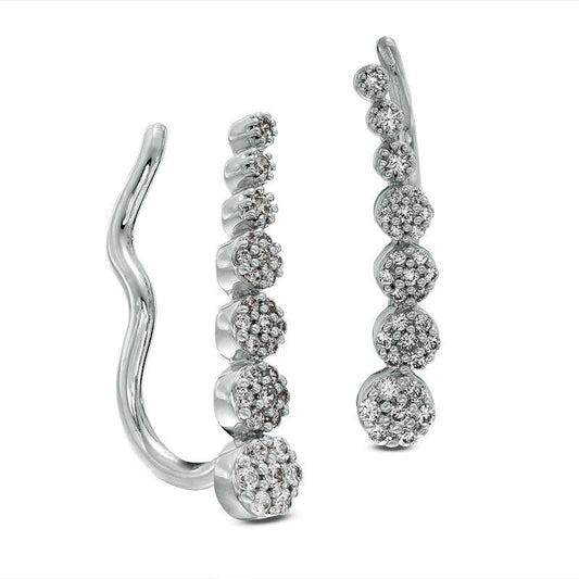 0.25 CT. T.W. Composite Diamond Tapered Circles Crawler Earrings in 10K White Gold