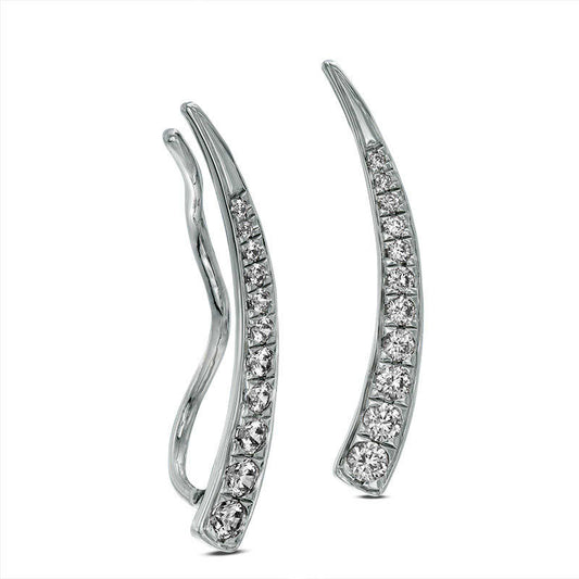 0.5 CT. T.W. Diamond Tapered Curve Crawler Earrings in 10K White Gold