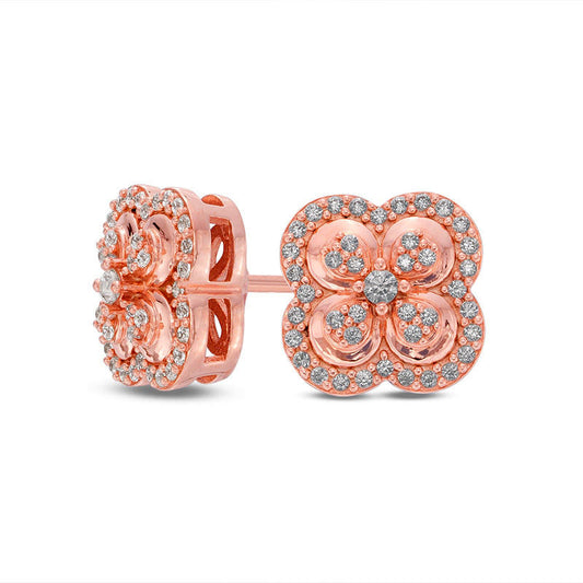 0.25 CT. T.W. Composite Diamond Clover Stud Earrings in 10K Rose Gold