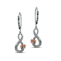 0.1 CT. T.W. Diamond Infinity with Heart Drop Earrings in Sterling Silver and 10K Rose Gold