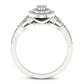 0.33 CT. T.W. Composite Natural Diamond Double Oval Frame Antique Vintage-Style Engagement Ring in Solid 10K White Gold