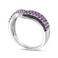 Amethyst and 0.10 CT. T.W. Enhanced Black Natural Diamond Triple Row Chevron Band in Sterling Silver