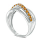 Citrine and 0.10 CT. T.W. Natural Diamond Multi-Row Crossover Ring in Sterling Silver