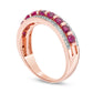 Lab-Created Ruby and 0.20 CT. T.W. Diamond Edge Band in Solid 10K Rose Gold
