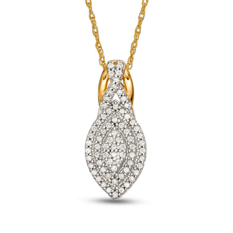 0.2 CT. T.W. Composite Natural Diamond Marquise Pendant in 10K Yellow Gold