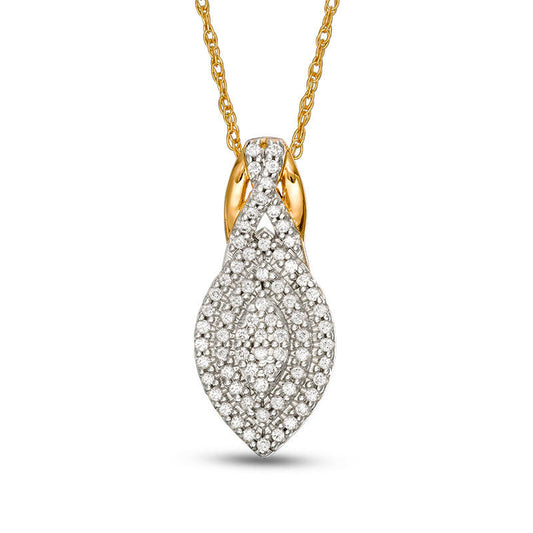 0.2 CT. T.W. Composite Natural Diamond Marquise Pendant in 10K Yellow Gold