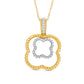 0.1 CT. T.W. Natural Diamond and Rope-Textured Double Clover Pendant in 10K Yellow Gold