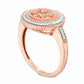 Morganite Cluster and Natural Diamond Accent Antique Vintage-Style Beaded Frame Ring in Solid 10K Rose Gold