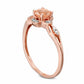 5.0mm Morganite and Natural Diamond Accent Beaded Scallop Frame Ring in Solid 10K Rose Gold