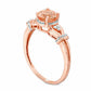 6.0mm Morganite and Natural Diamond Accent Beaded Collar Antique Vintage-Style Engagement Ring in Solid 10K Rose Gold