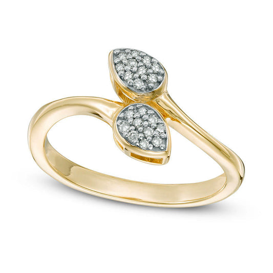 0.10 CT. T.W. Composite Natural Diamond Teardrop-Shaped Bypass Ring in Sterling Silver with Solid 14K Gold Plate