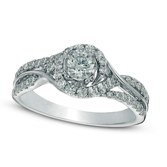 0.75 CT. T.W. Natural Diamond Bypass Frame Engagement Ring in Solid 10K White Gold