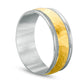 Mens 8.0mm Hammered Milgrain Comfort Fit Wedding Band in Solid 14K Two-Tone Gold