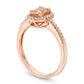 Oval Morganite and 0.17 CT. T.W. Natural Diamond Frame Engagement Ring in Solid 14K Rose Gold