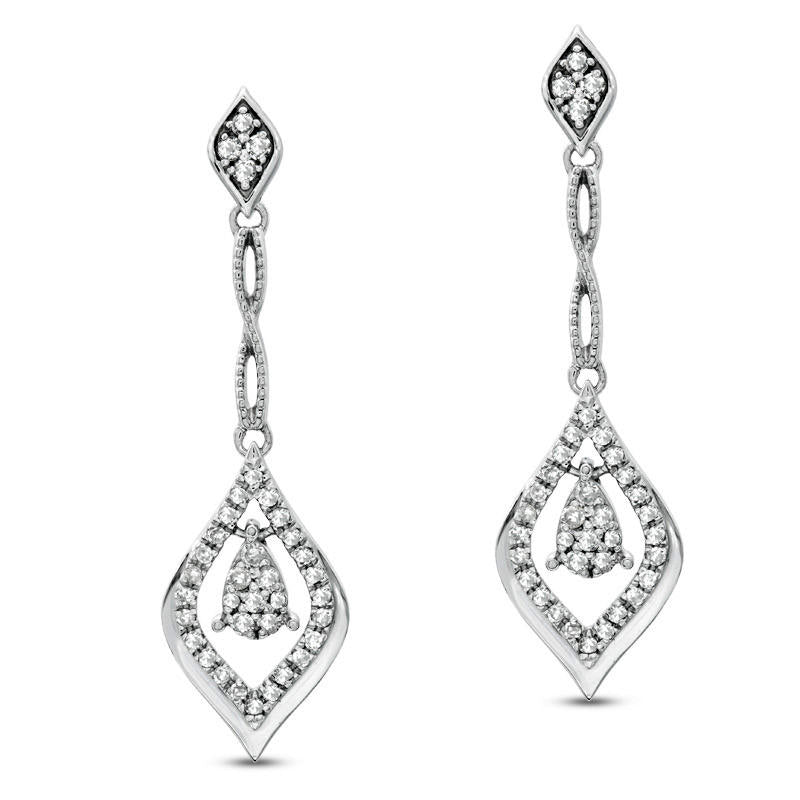 0.25 CT. T.W. Diamond Flame Earrings in 10K White Gold