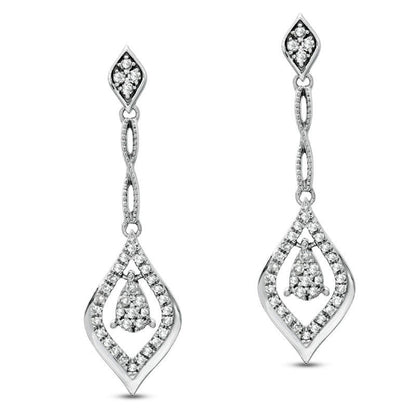 0.25 CT. T.W. Diamond Flame Earrings in 10K White Gold