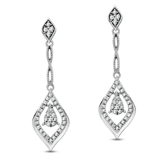 0.25 CT. T.W. Diamond Flame Earrings in 10K White Gold