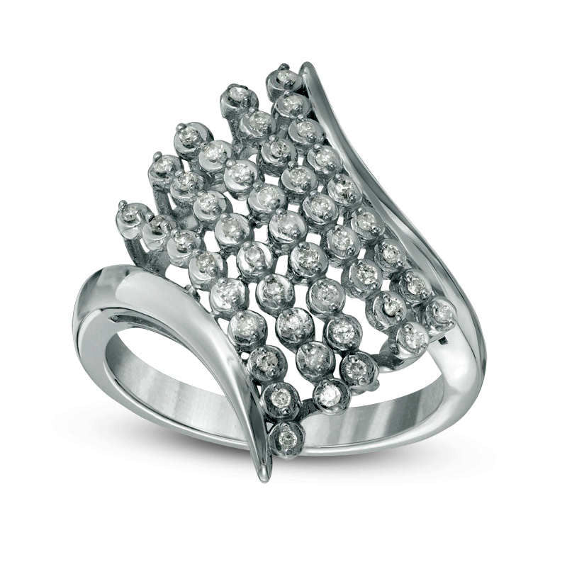 0.20 CT. T.W. Natural Diamond Multi-Row Bypass Ring in Sterling Silver