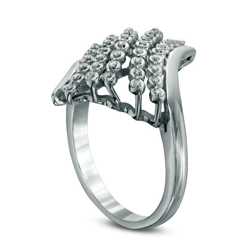 0.20 CT. T.W. Natural Diamond Multi-Row Bypass Ring in Sterling Silver