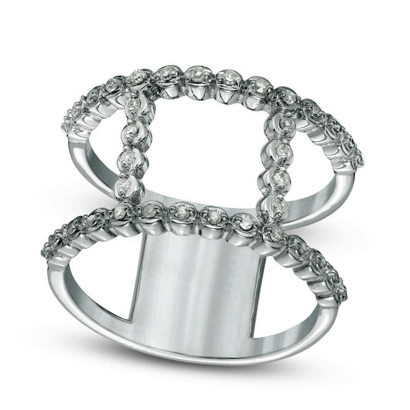 0.10 CT. T.W. Natural Diamond Open Double Bar Ring in Sterling Silver