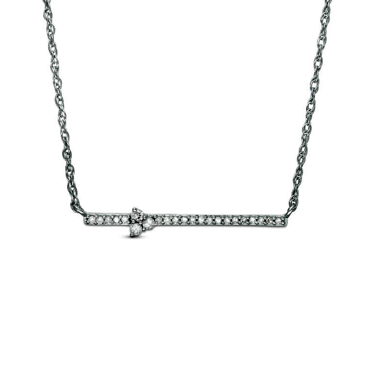 0.17 CT. T.W. Natural Diamond Triangle on Bar Necklace in Sterling Silver