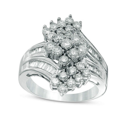 1.5 CT. T.W. Composite Natural Diamond Bypass Ring in Solid 10K White Gold