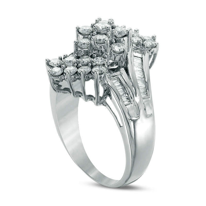 1.5 CT. T.W. Composite Natural Diamond Bypass Ring in Solid 10K White Gold